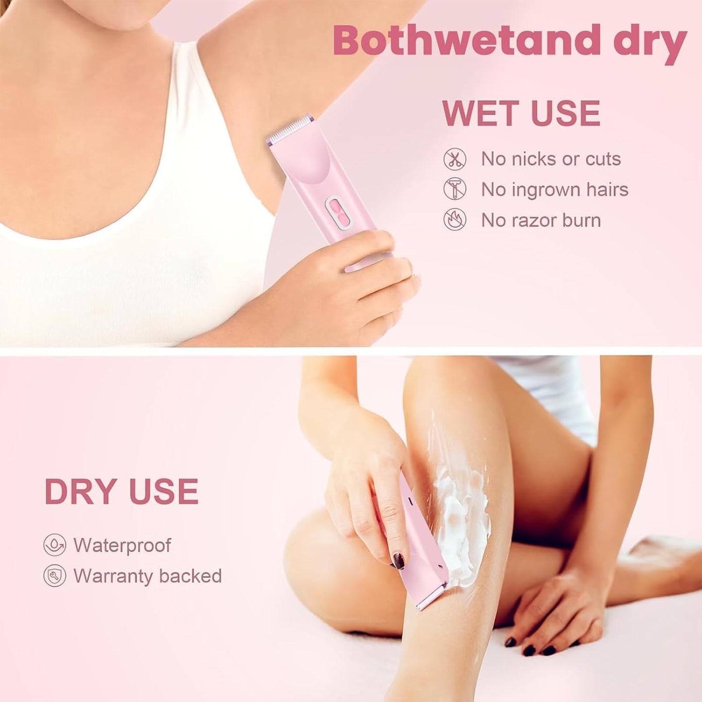 2-in-1 Electric Shaver for Women – Waterproof Body, Underarm & Bikini Trimmer
